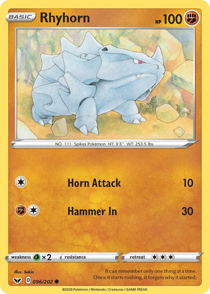 Rhyhorn (096) (096/202) (SWSH01: Sword & Shield Base Set)