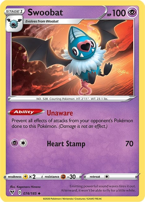 Swoobat (074/185) (SWSH04: Vivid Voltage)